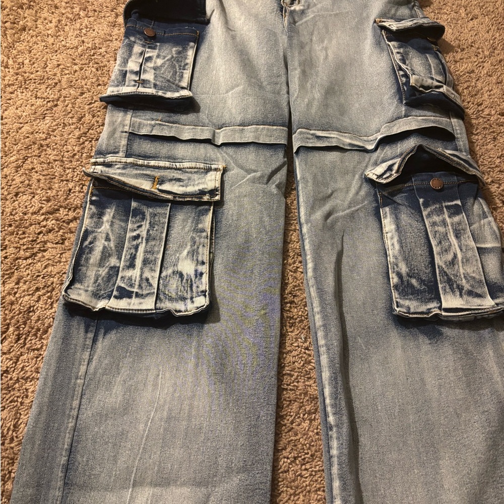 Womans Blue Cargo Jeans SIZE XL